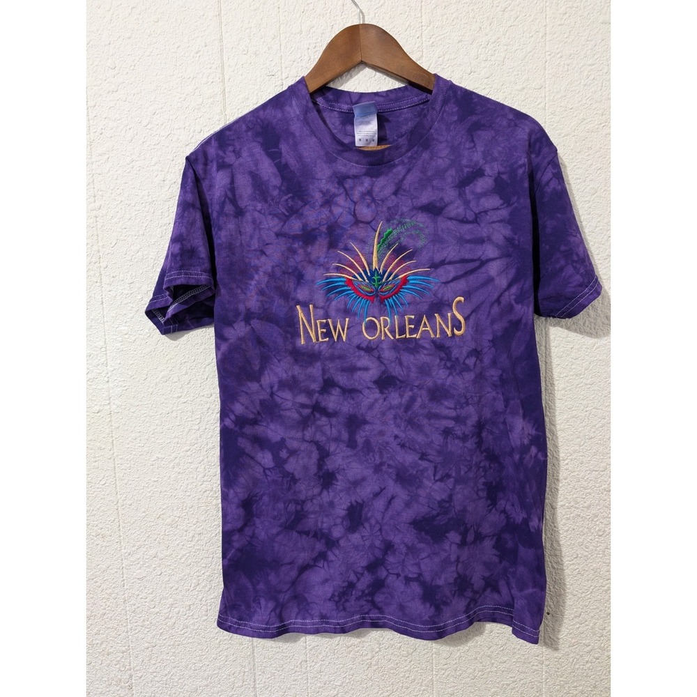 Colortone Tie‎ Dye Shirt, New Orleans Embroidery, Medium, Mardi Gras, Louisiana,